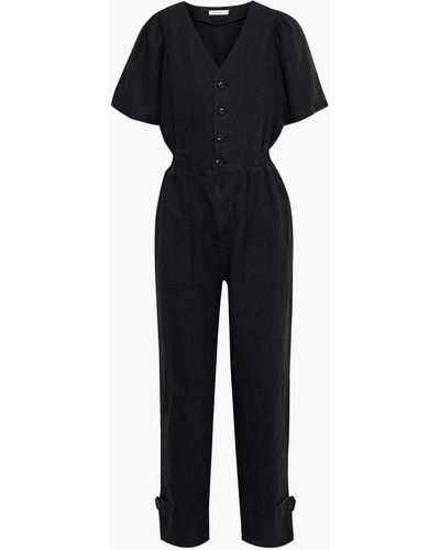 Joie Bramwell Cropped Linen Jumpsuit - Black