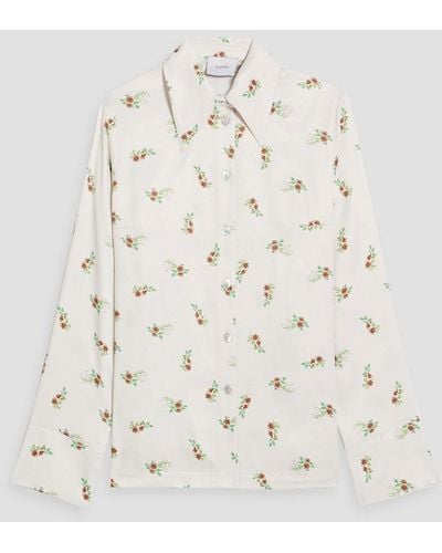 Sleeper Floral-print Charmeuse Pyjama Top - White