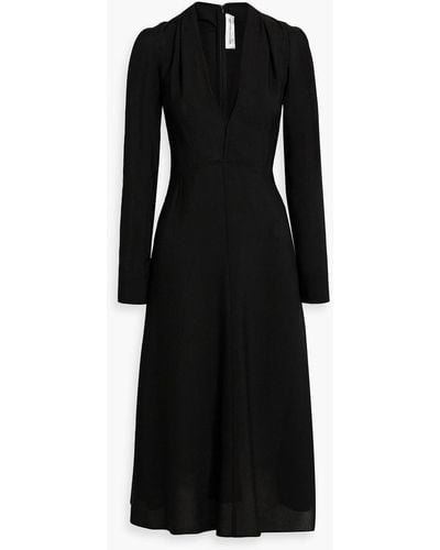 Victoria Beckham Cold-shoulder Pleated Crepe Midi Dress - Black
