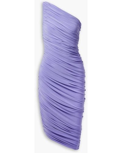 Norma Kamali Diana One-shoulder Ruched Stretch-jersey Dress - Purple