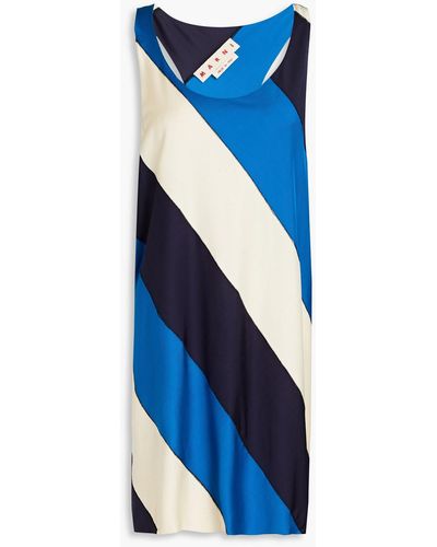 Marni Striped Satin-jersey Top - Blue