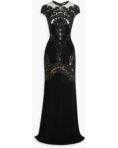 Zuhair Murad Embellished Tulle And Crepe Gown - Black