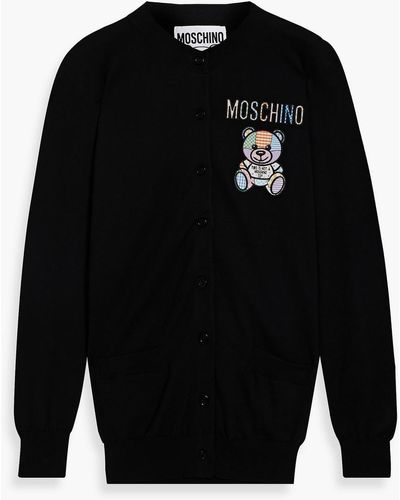 Moschino Embroidered Cotton Cardigan - Black