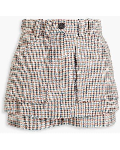 Maje Mehrlagige shorts aus tweed aus einer baumwollmischung mit hahnentrittmuster - Weiß