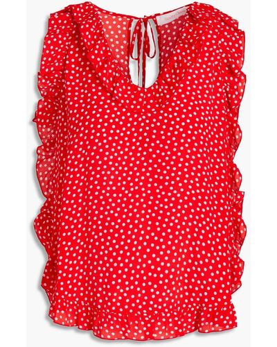See By Chloé Oberteil aus crêpe de chine mit polka-dots und rüschen - Rot