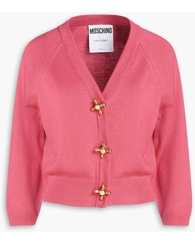Moschino Button-embellished Wool Cardigan - Pink