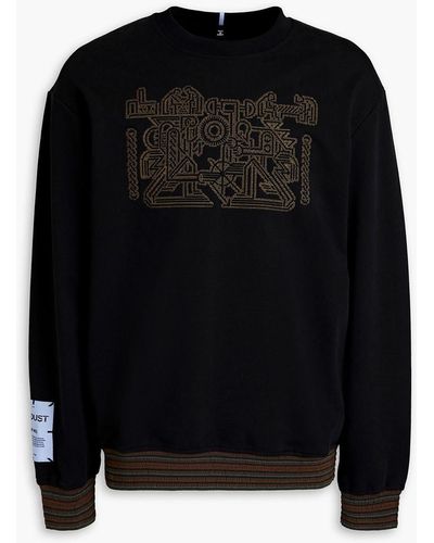 McQ Embroidered French Cotton-terry Sweatshirt - Black