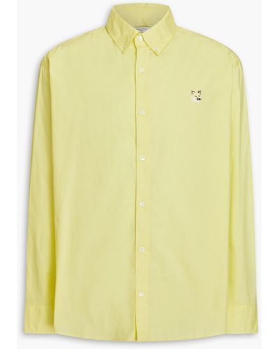 Maison Kitsuné Appliquéd Cotton-poplin Shirt - Yellow