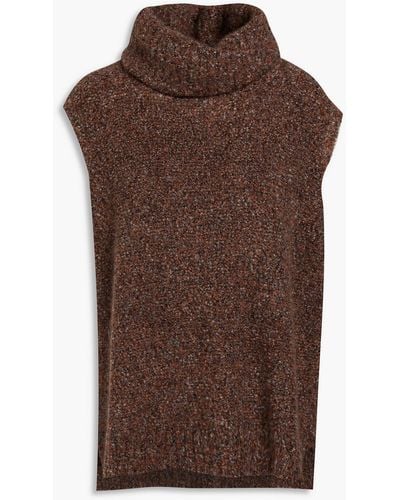 Autumn Cashmere Bouclé-knit Cashmere And Silk-blend Turtleneck Top - Brown