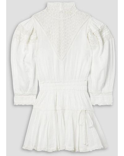 LoveShackFancy Viola Crochet-trimmed Cotton-voile Mini Dress - White