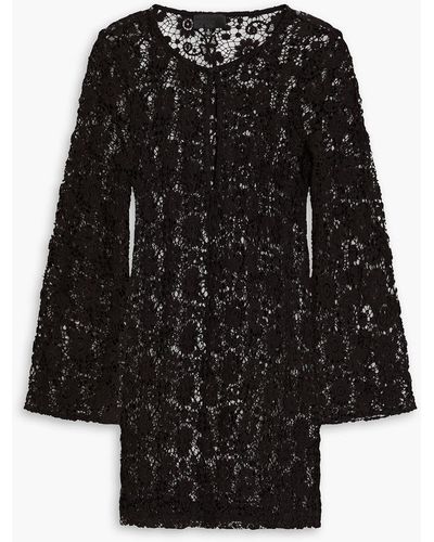 Nili Lotan Cotton Crocheted Lace Mini Dress - Black