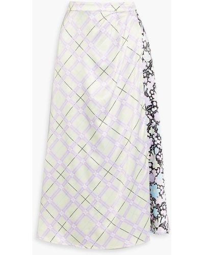 Olivia Rubin Ida Wrap-effect Printed Satin Midi Skirt - White
