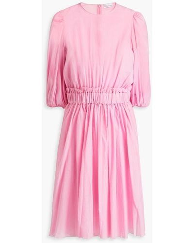 RED Valentino Gathered Cotton-mousseline Dress - Pink