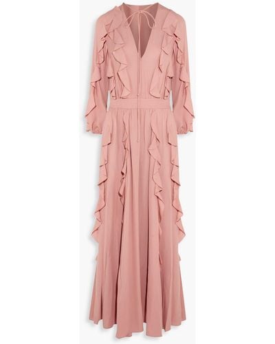 Valentino Garavani Ruffled Silk-georgette Maxi Dress - Pink