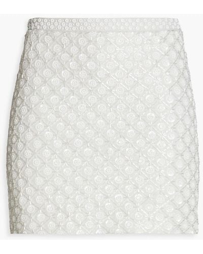 Andrew Gn Embellished Linen-blend Mini Skirt - White