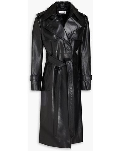 Victoria Beckham Leather Trench Coat - Black