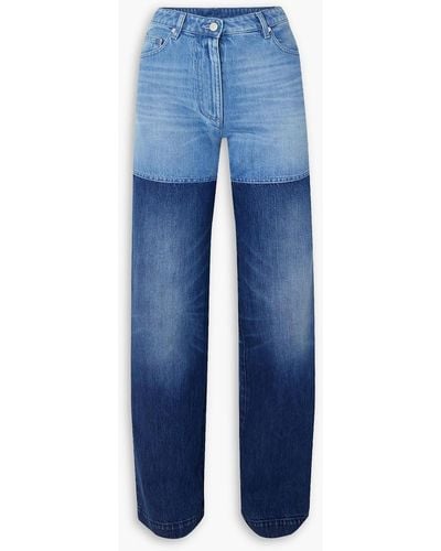 Peter Do Two-tone High-rise Straight-leg Jeans - Blue