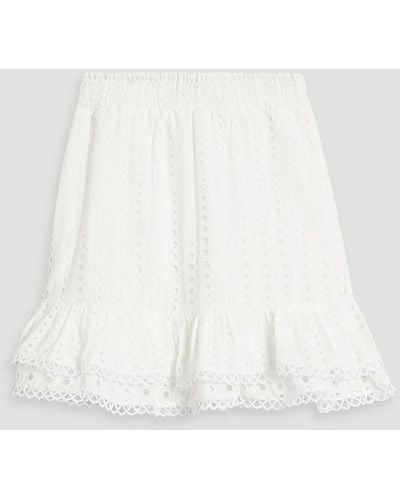Charo Ruiz Ruffled Broderie Anglaise Cotton-blend Mini Skirt - White