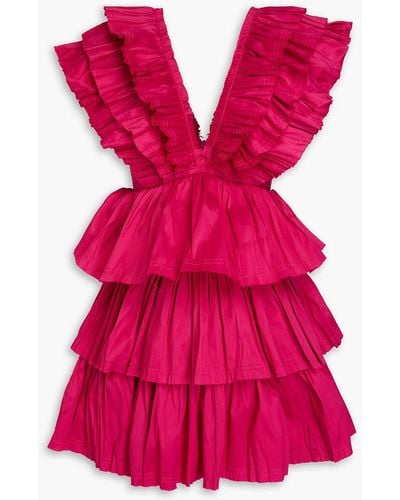 Aje. Rhythmic Tiered Taffeta Mini Dress - Pink
