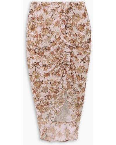 Veronica Beard Hazel Asymmetric Floral-print Silk-blend Chiffon Mini Skirt - Natural