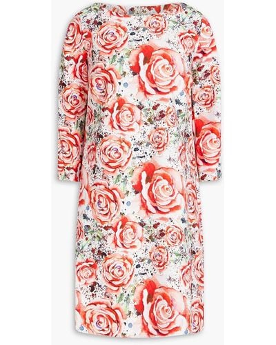 La Petite Robe Di Chiara Boni Luma Pleated Floral-print Mini Dress - Red