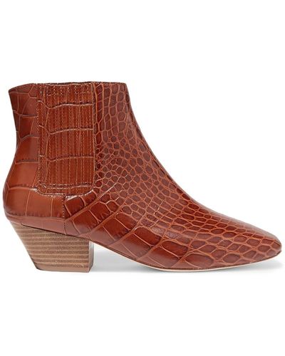 Nanushka Croc-effect Vegan Leather Ankle Boots - Brown