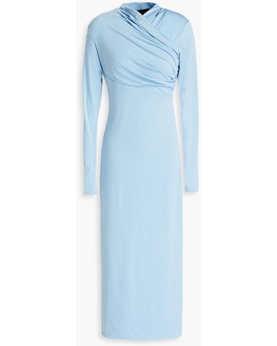 Rasario Wrap-effect Draped Jersey Midi Dress - Blue