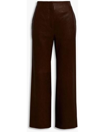 Veronica Beard Dova Leather Wide-leg Trousers - Brown