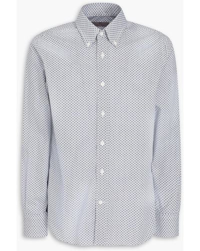 Canali Printed Cotton-poplin Shirt - Grey