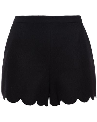 RED Valentino Scalloped Wool-blend Shorts - Black