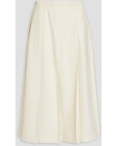 Jil Sander Pleated Wool-blend Felt Midi Skirt - Natural