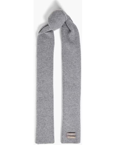 N.Peal Cashmere Ribbed Cashmere Scarf - Grey