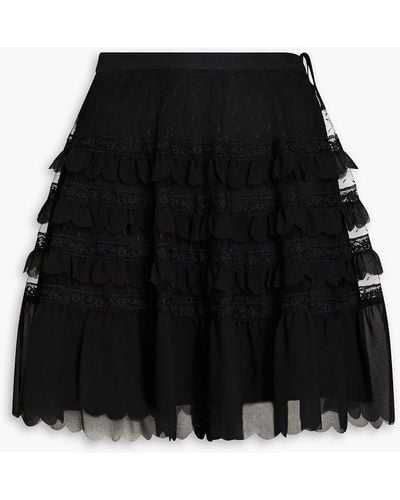 RED Valentino Tiered Point D'esprit Mini Skirt - Black