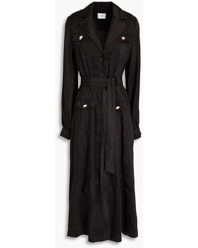 Aje. Sophie Linen And Silk-blend Midi Shirt Dress - Black
