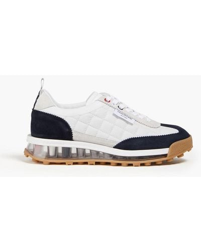 Thom Browne Quilted Shell And Suede Trainers - White