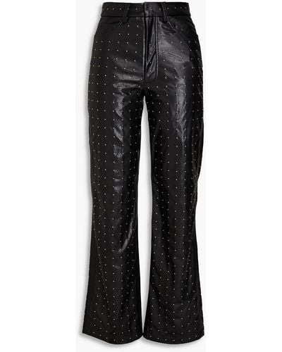 ROTATE BIRGER CHRISTENSEN Studded Faux Leather Flared Trousers - Black