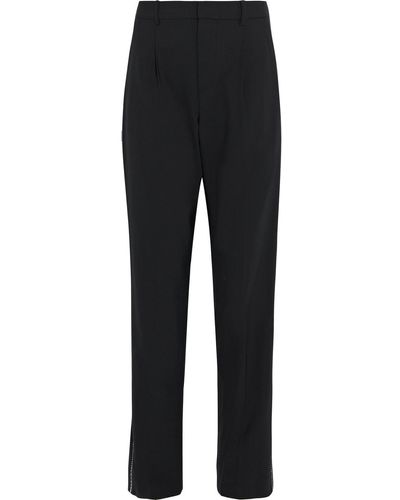 Area Crystal-trimmed Woven Straight-leg Trousers - Black