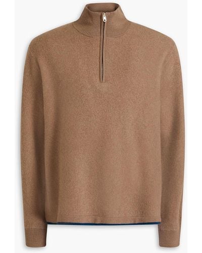 Paul Smith Merino Wool And Yak-blend Half-zip Sweater - Brown