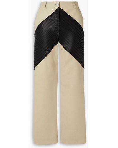 Peter Do Two-tone Leather Straight-leg Pants - White