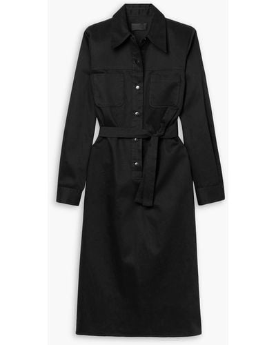 Nili Lotan Agatha Belted Cotton-twill Midi Shirt Dress - Black