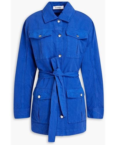 Rodebjer Belted Cotton And Linen-blend Canvas Jacket - Blue