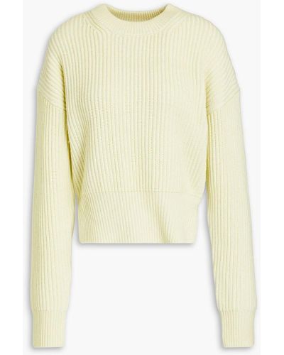 JOSEPH Luxe Ribbed Cotton, Wool And Cashmere-blend Jumper - Yellow