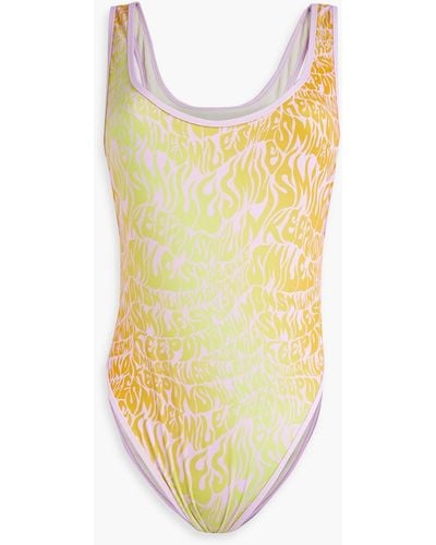 Stella McCartney Cutout Printed Swimsuit - Yellow