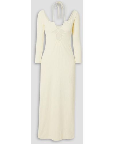 Leslie Amon Yasmina Cutout Ribbed-knit Dress - White