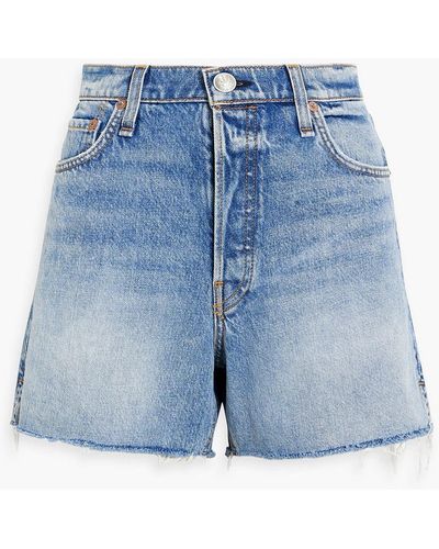 Rag & Bone Frayed Denim Shorts - Blue