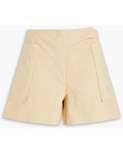 Ganni Embroidered Stretch-cotton Shorts - Natural