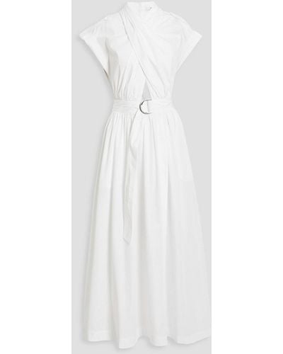 10 Crosby Derek Lam Celeste Wrap-effect Cutout Cotton-poplin Maxi Dress - White