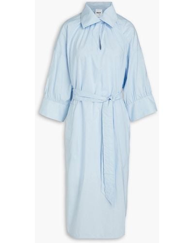 Day Birger et Mikkelsen Colette Gathered Cotton-poplin Midi Dress - Blue