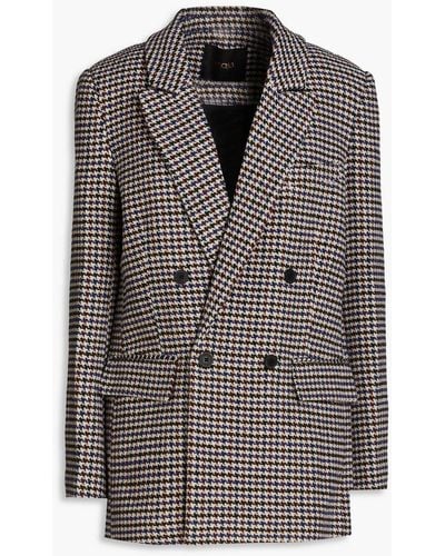 Maje Votale Double-breasted Houndstooth Wool-blend Tweed Blazer - Black