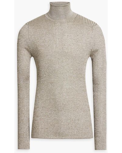 Dolce & Gabbana Slim-fit Ribbed-knit Turtleneck Sweater - Gray